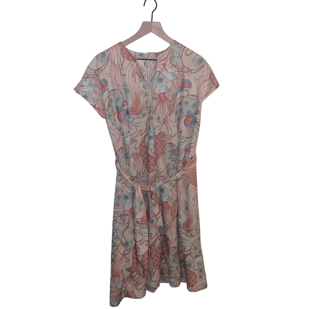 VNTG FLUTTERBYE parrot print midi dress L